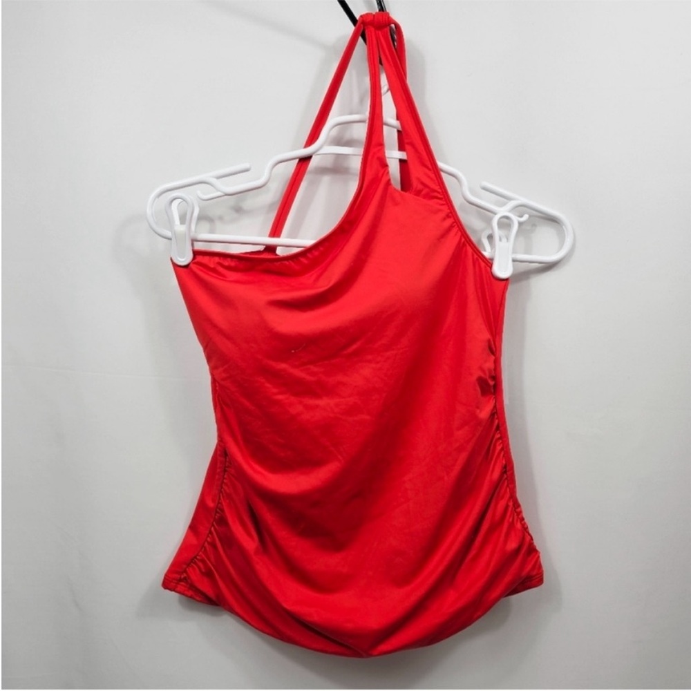 Elegant One-Shoulder Red Tankini Top - Picture 2 of 4
